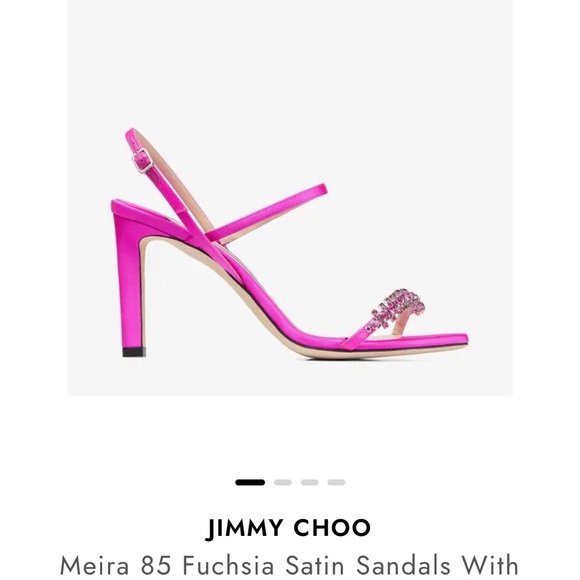 Jimmy Choo Heels.Size 41.5 EU (11.5 US).MEIRA 85,SATIN W/CRYSTAL PIECE.FUCHSIA - Picture 5 of 17